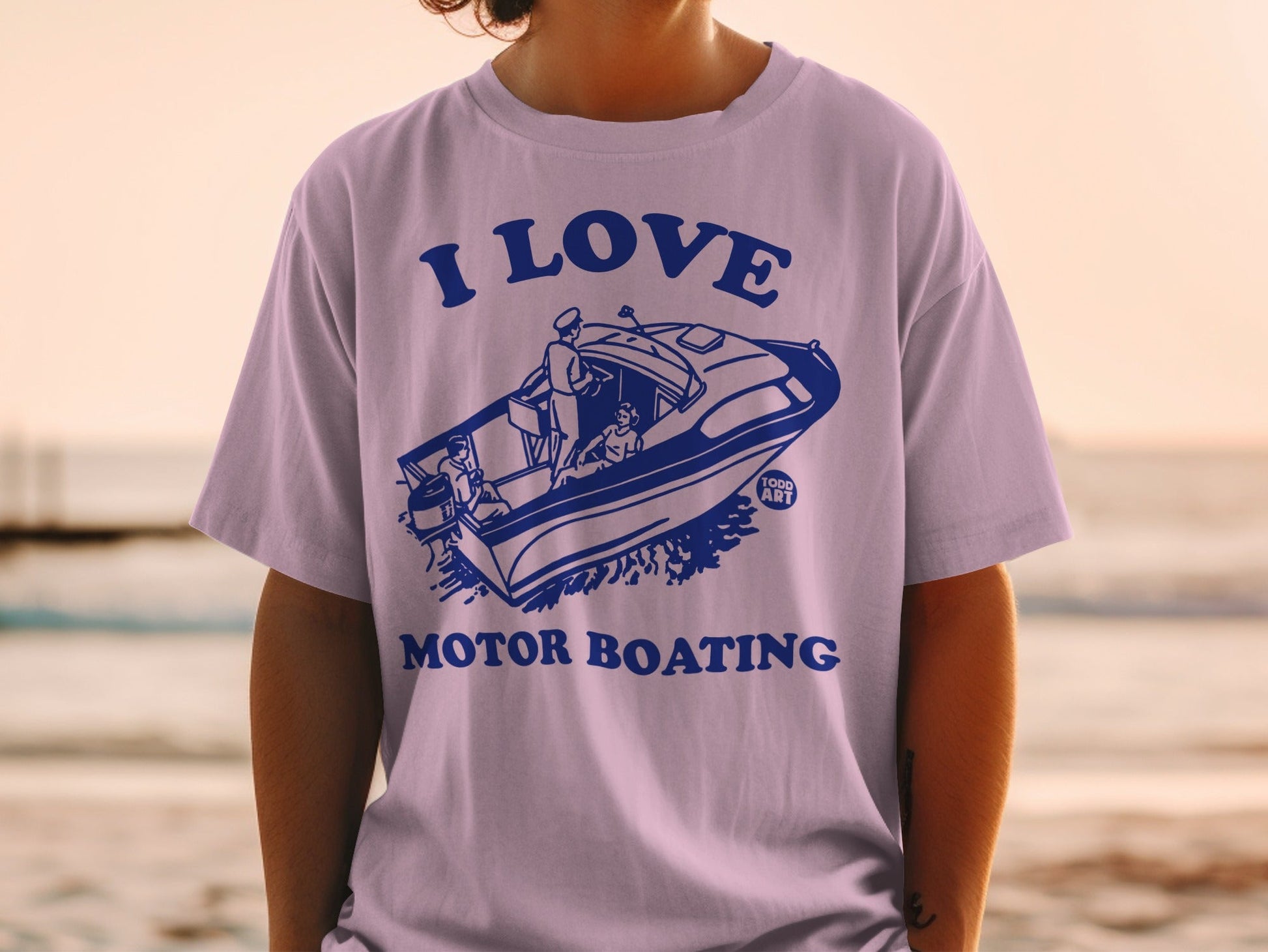 I Love Motor Boating Graphic Tee Shirt Retro Style