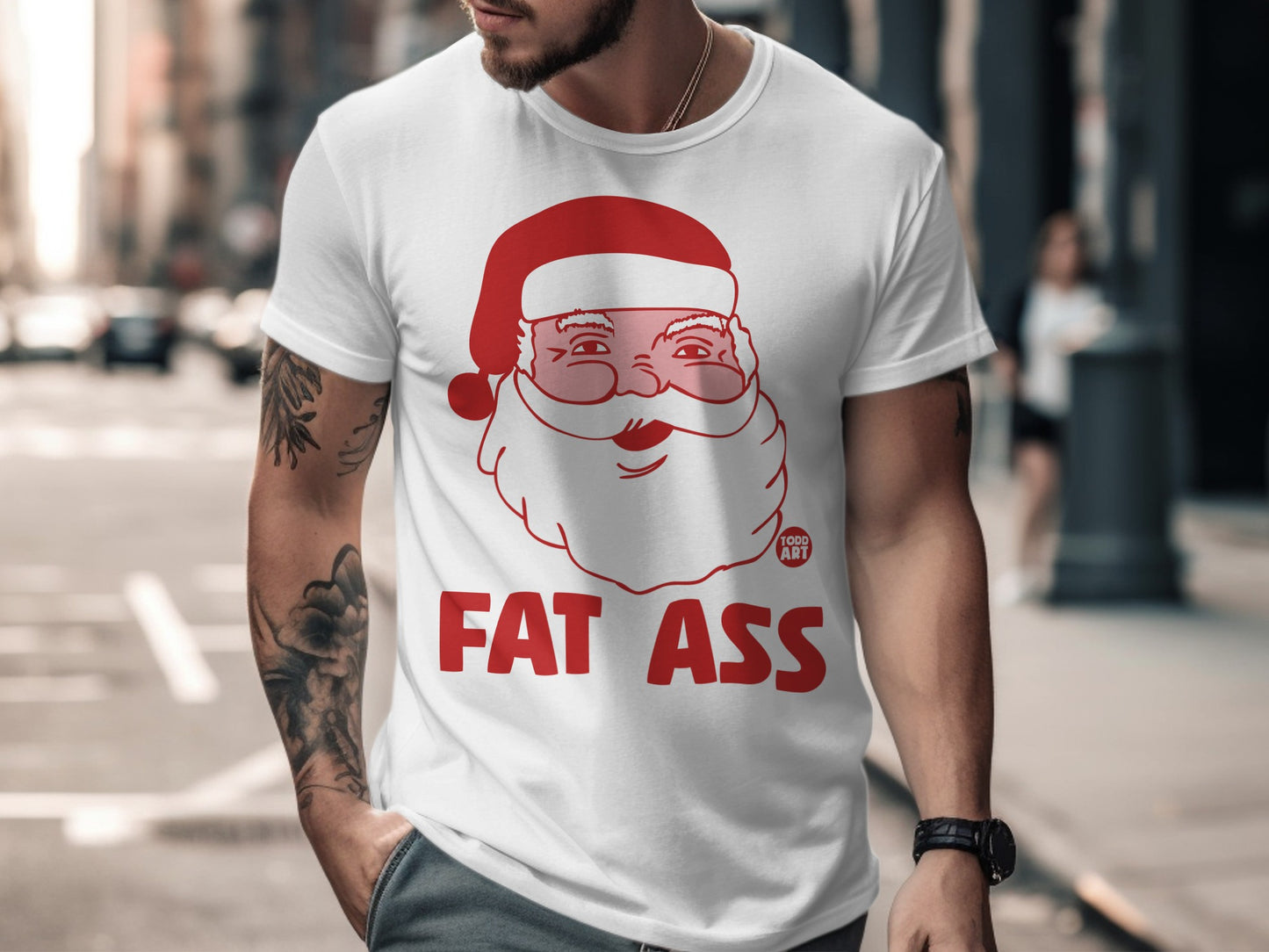 Funny Santa Fat Ass Christmas Graphic T-Shirt