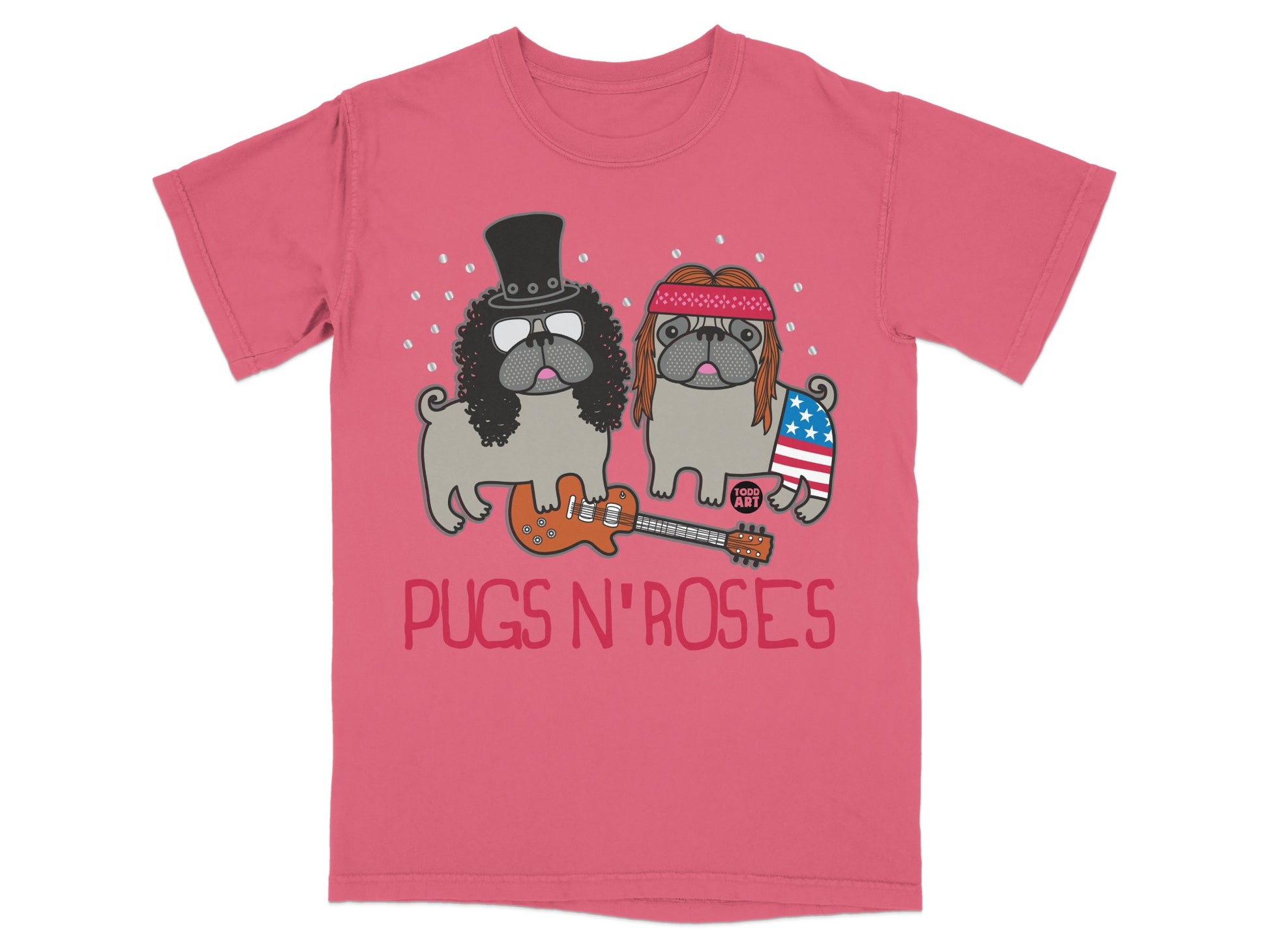 Pugs N' Roses Cute Graphic T-Shirt for Dog Lovers