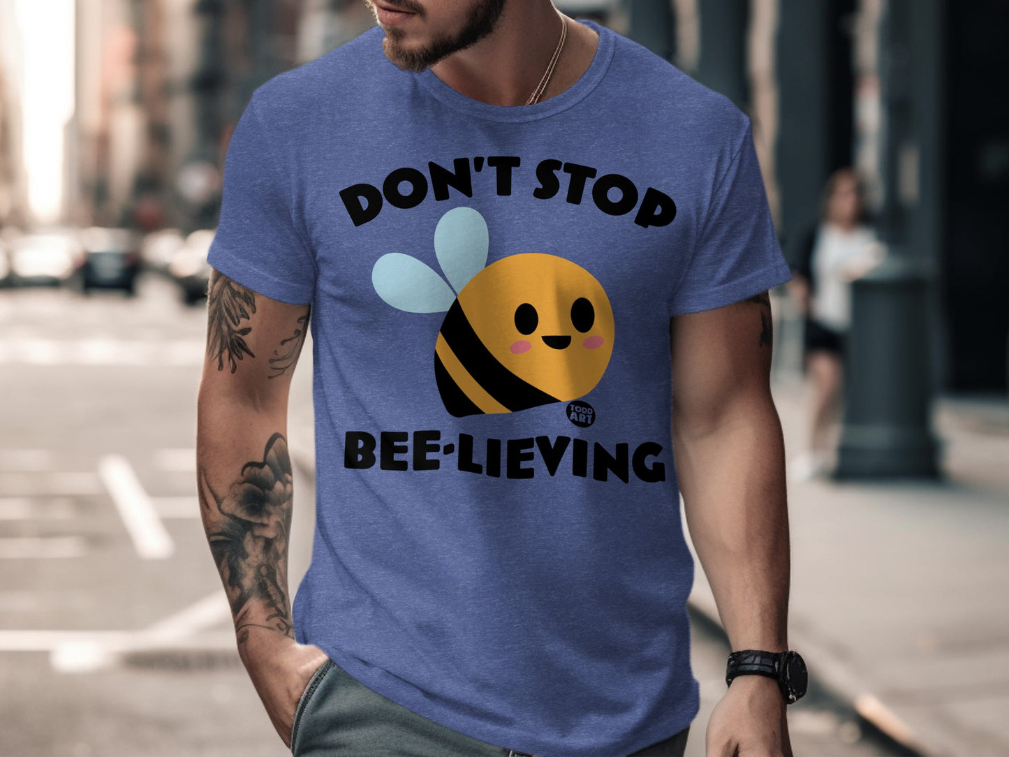 Don't Stop Bee-lieving Graphic Tee Fun T-shirt
