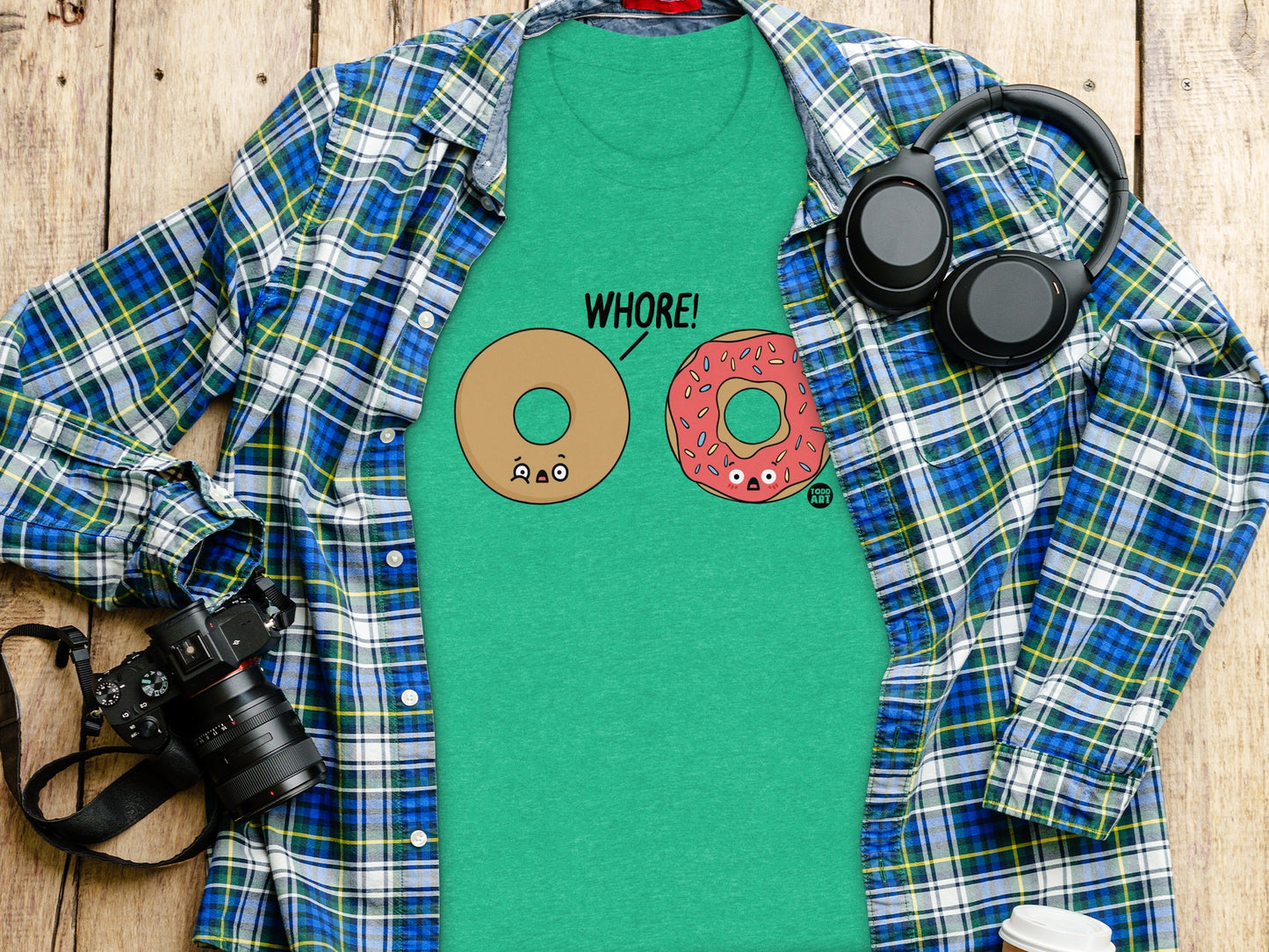 Whore Iconic Donut Character Graphic T-shirt