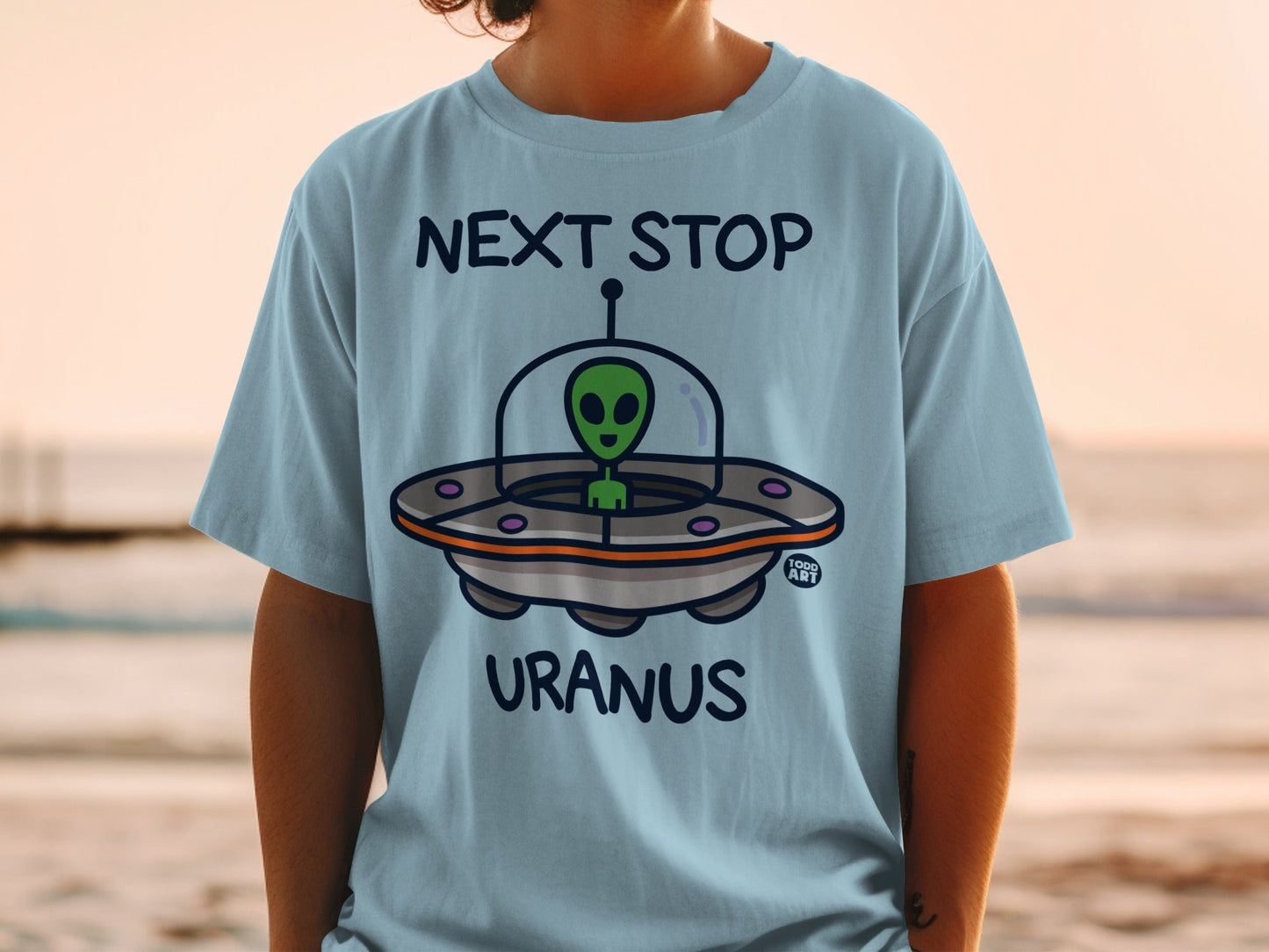 Next Stop Uranus Alien Spaceship T-Shirt