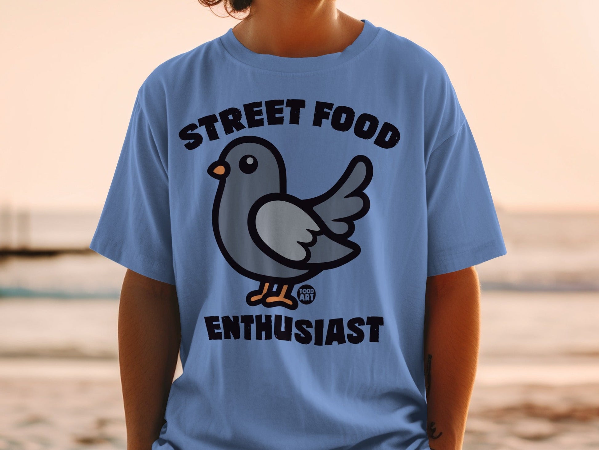 Street Food Enthusiast Pigeon Graphic T-Shirt