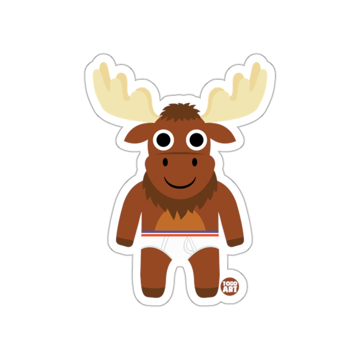Cute Cartoon Moose with Boxer Shorts Sticker