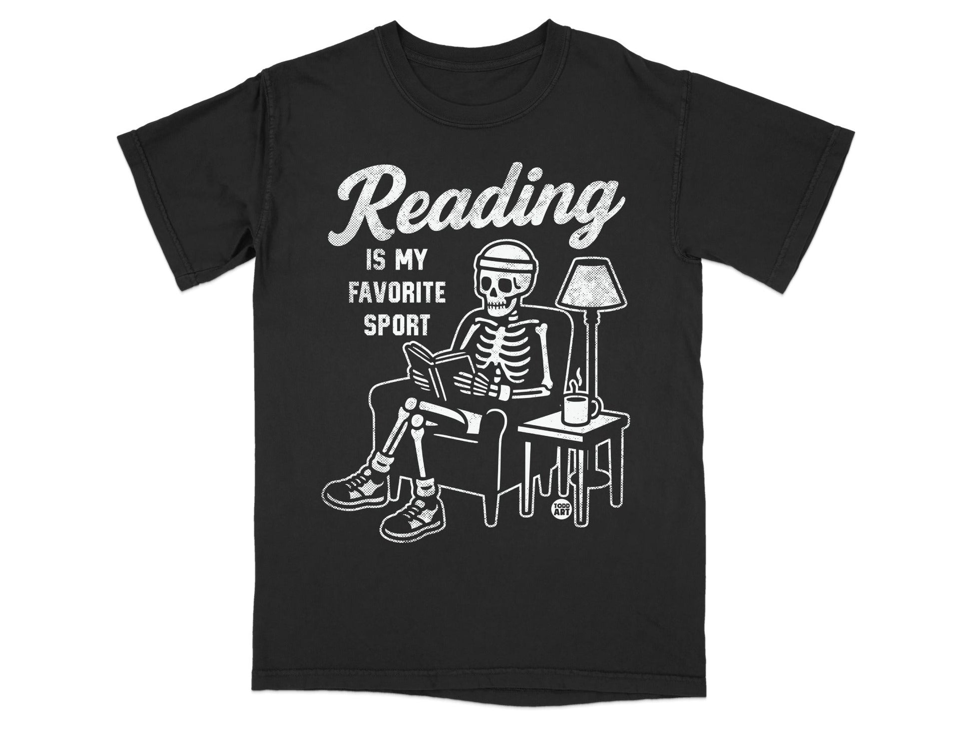 Reading Is My Favorite Sport Skeleton Graphic T-Shirt