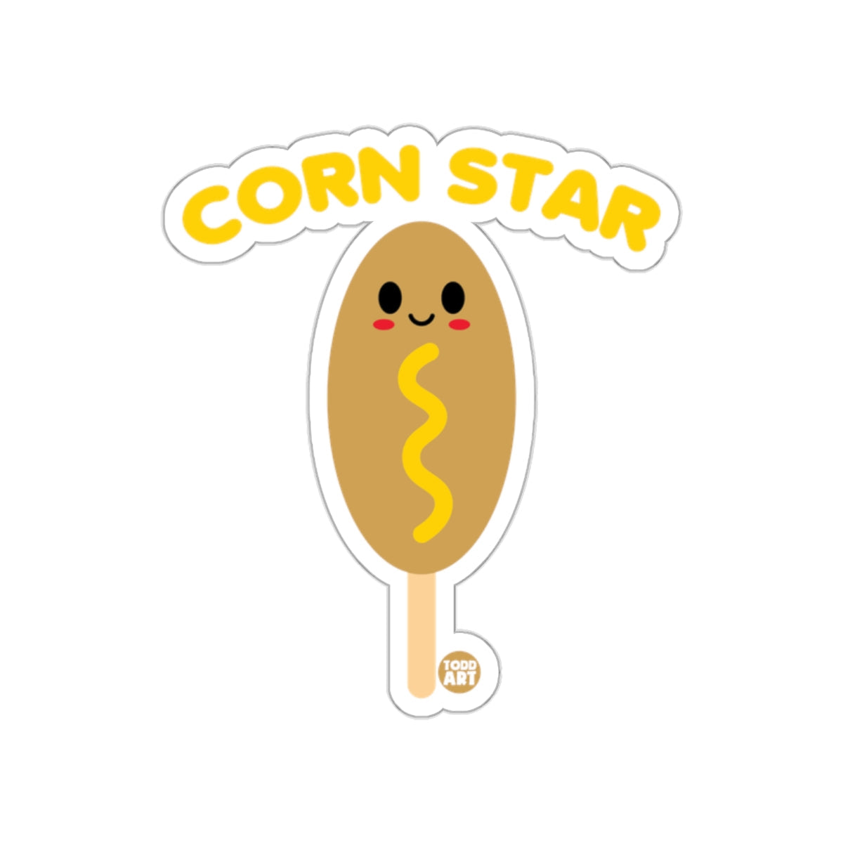 Cute Corn Star Sticker With Whimsical Smiling Face Design