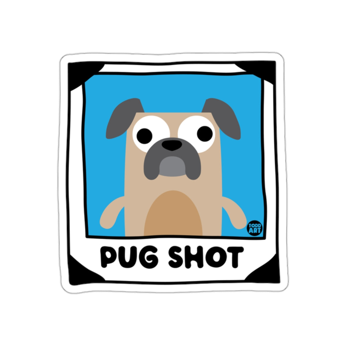 Cute Pug Shot Cartoon Sticker Fun Pet Art Design