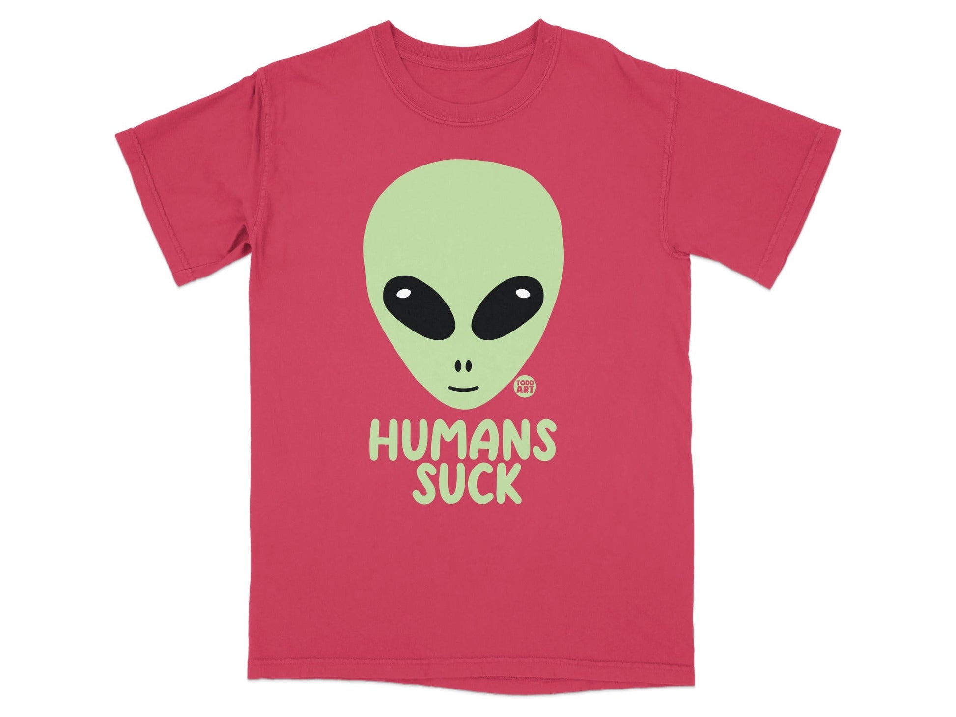 Alien Face with 'Humans Suck' Design T-shirt