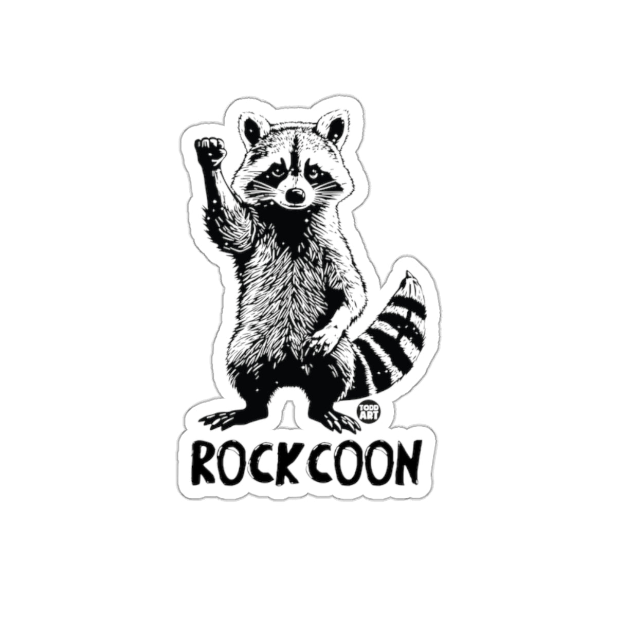 RockCoon Cute Raccoon With Raised Fist Design sticker