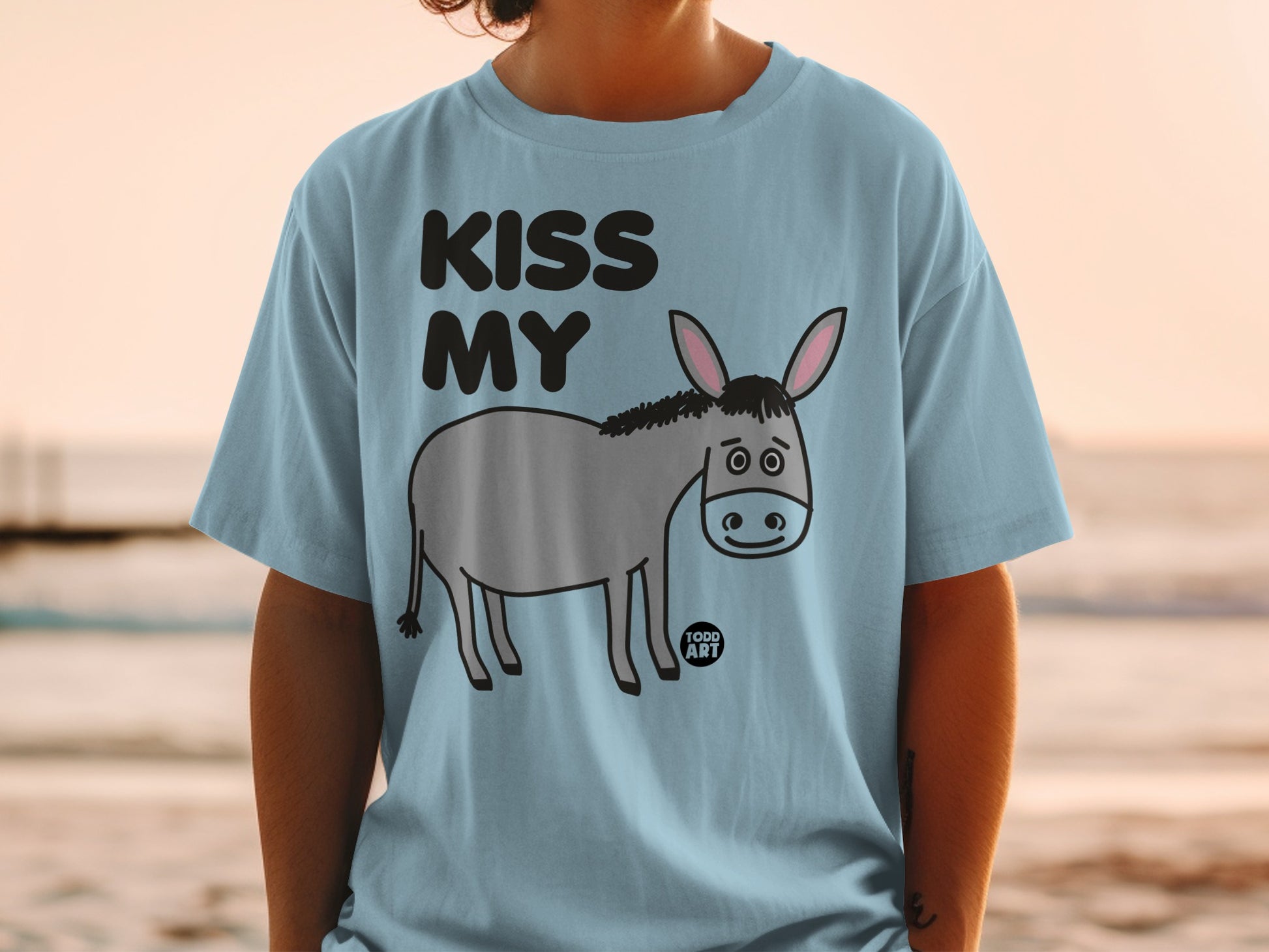 Kiss My Donkey Graphic Humorous Todd Art T-shirt
