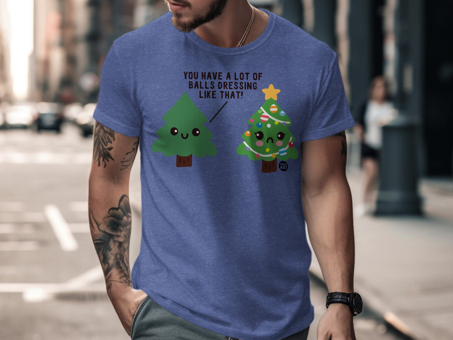 Funny Holiday Trees Graphic Short Sleeve Shirt