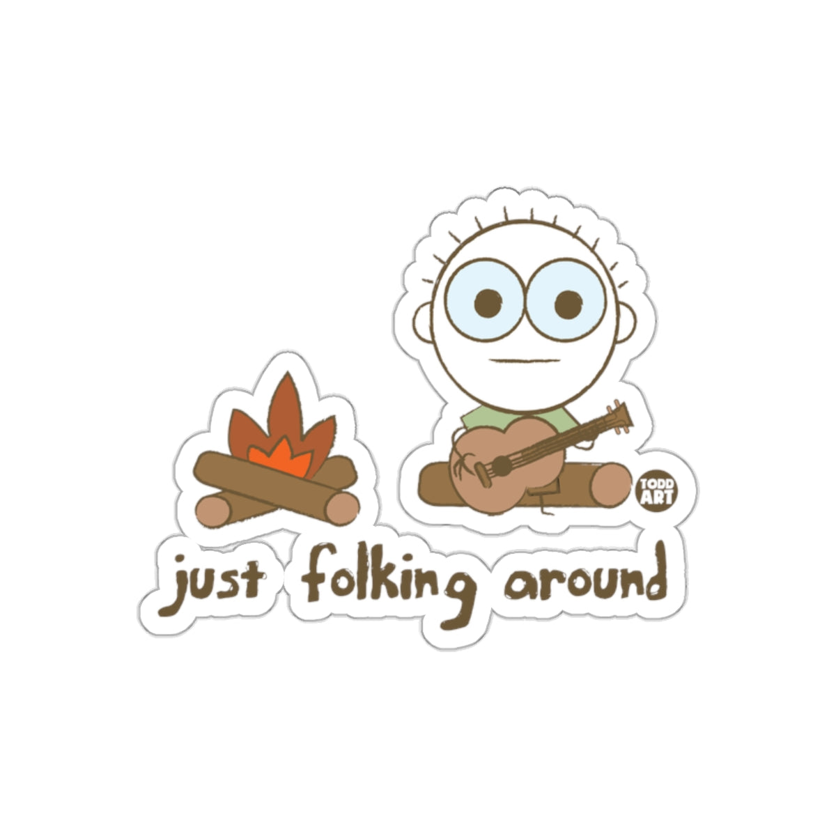 Just Folking Around Cartoon Character Sticker