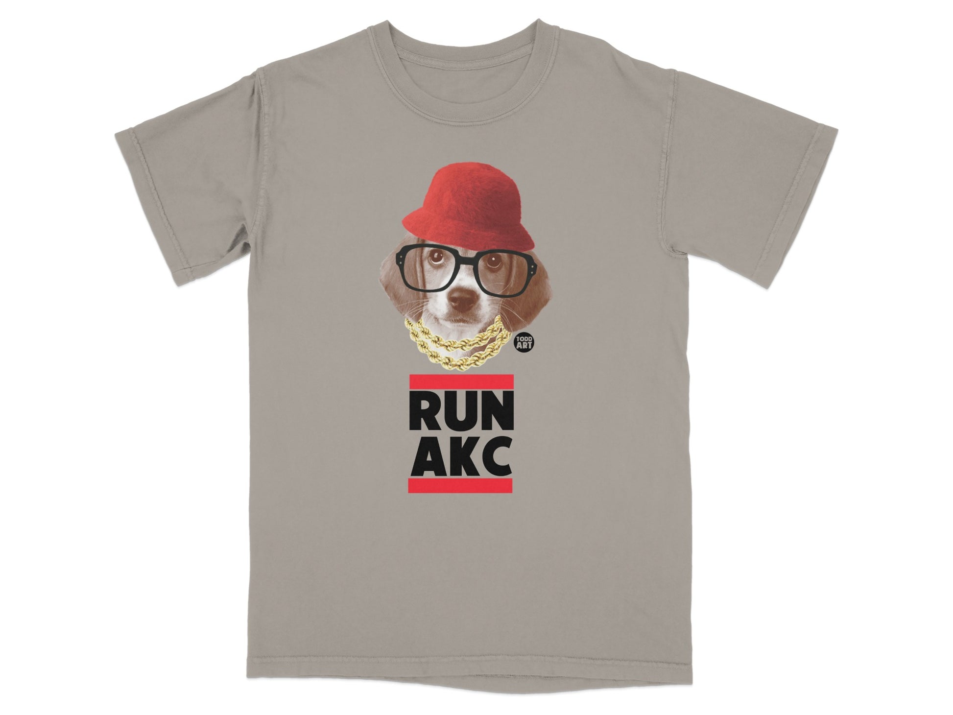 RUN AKC Cool Dog Wearing Hat and Glasses T-Shirt