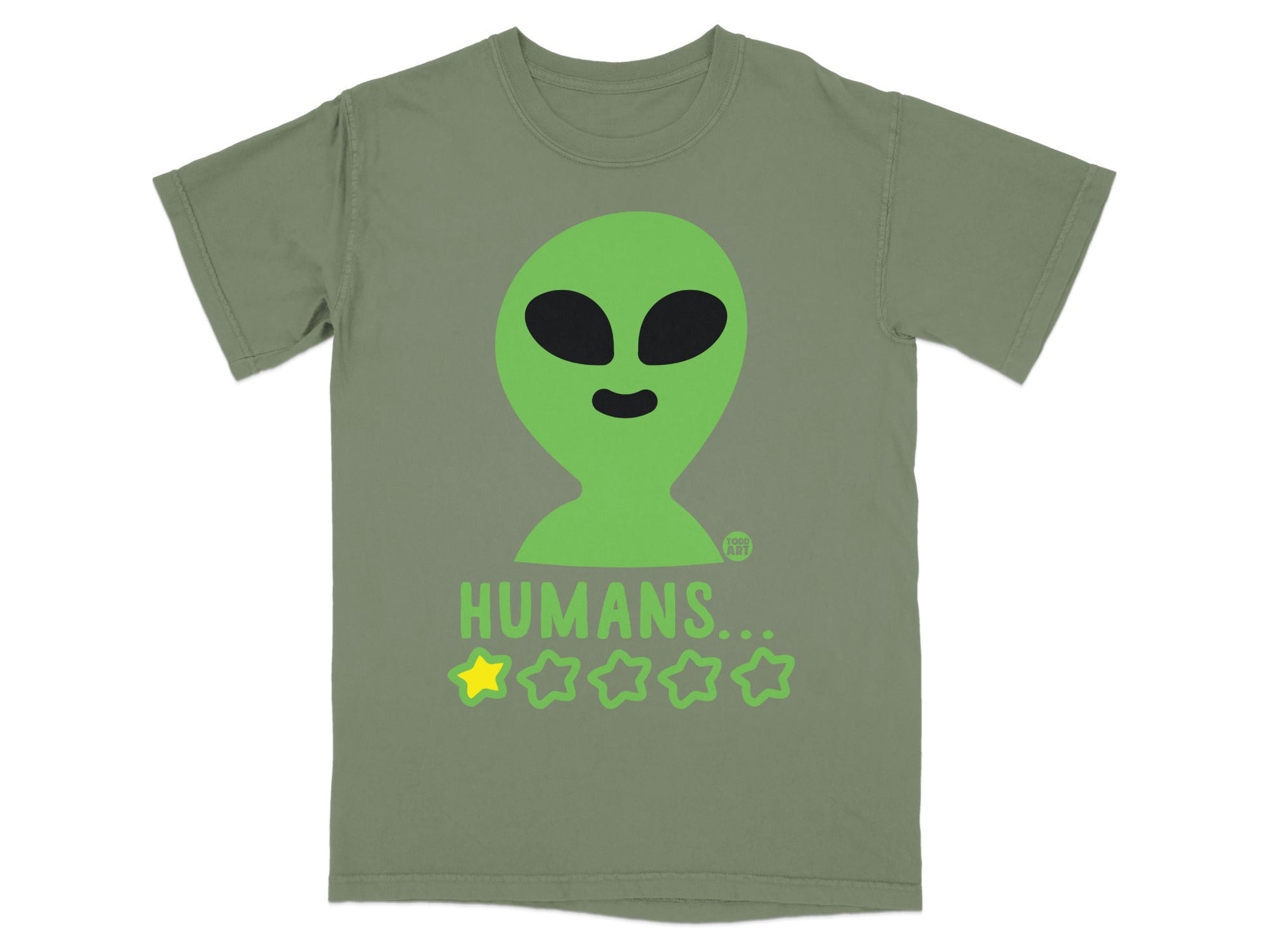 Alien Giving Humans One Star Funny T-Shirt Design