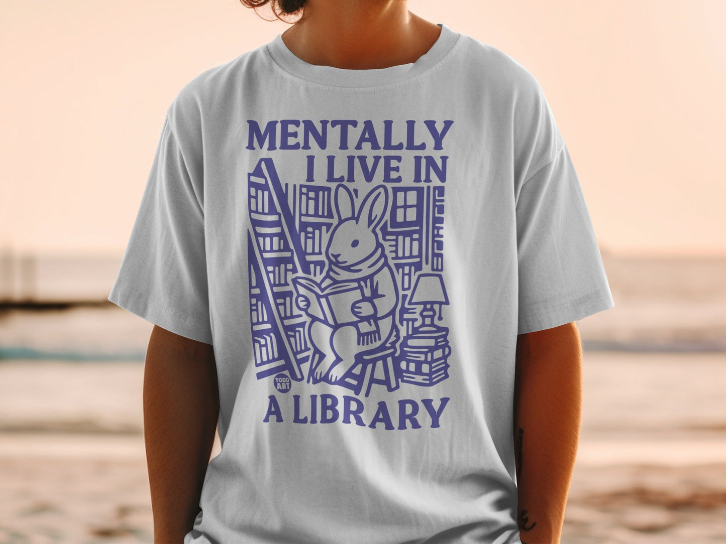 Mentally I Live in a Library Illustrated T-shirt