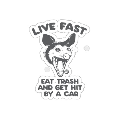 Live Fast Eat Trash Graphic Opossum Design sticker