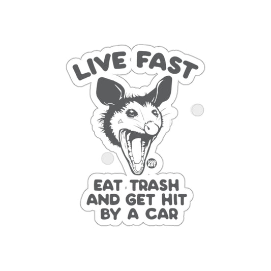 Live Fast Eat Trash Graphic Opossum Design sticker
