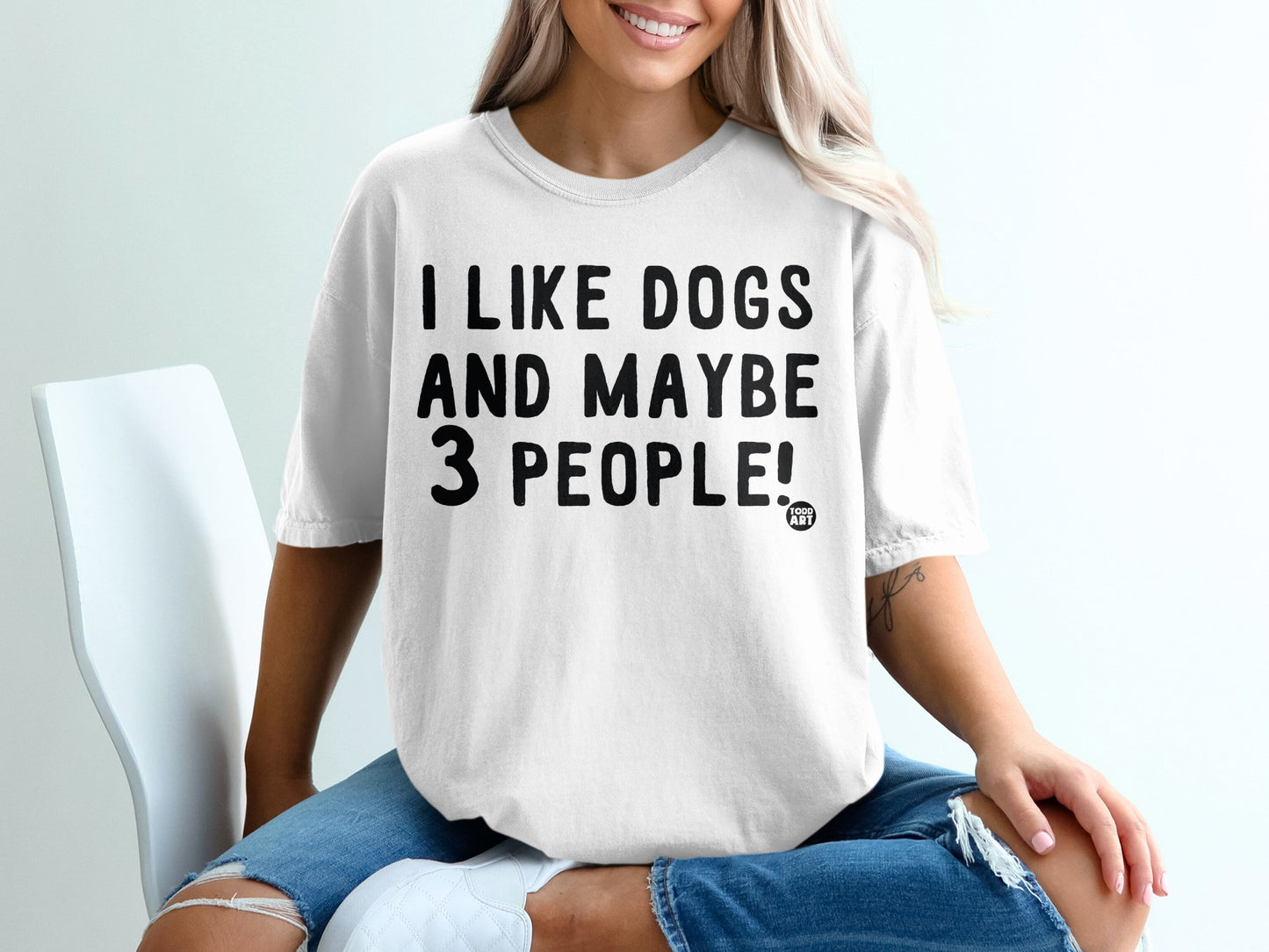 I Like Dogs and Maybe 3 People Printed T-Shirt