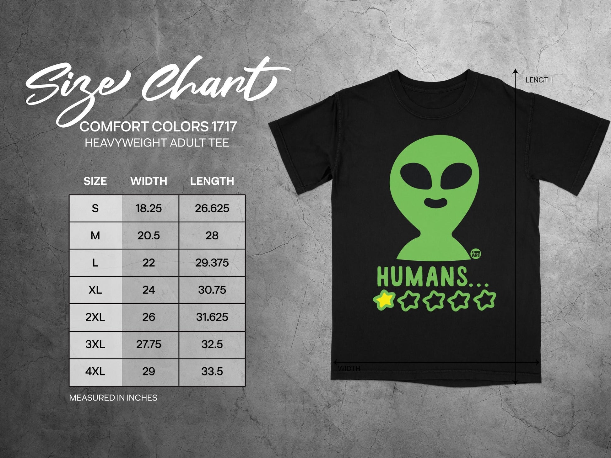 Funny Alien Humorous One Star Humans Graphic Tee Shirt