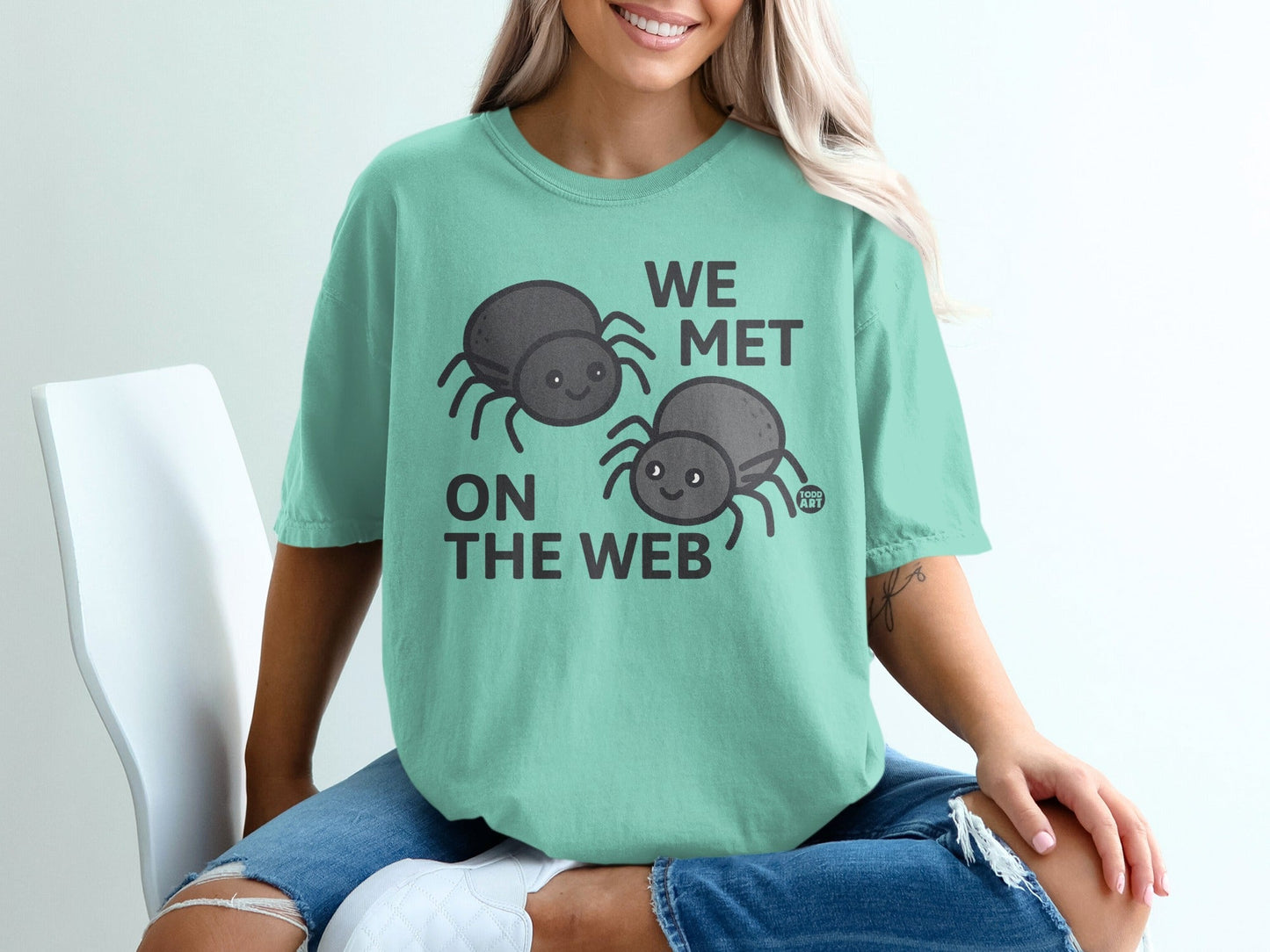 We Met On The Web Cute Spider Graphic T-shirt