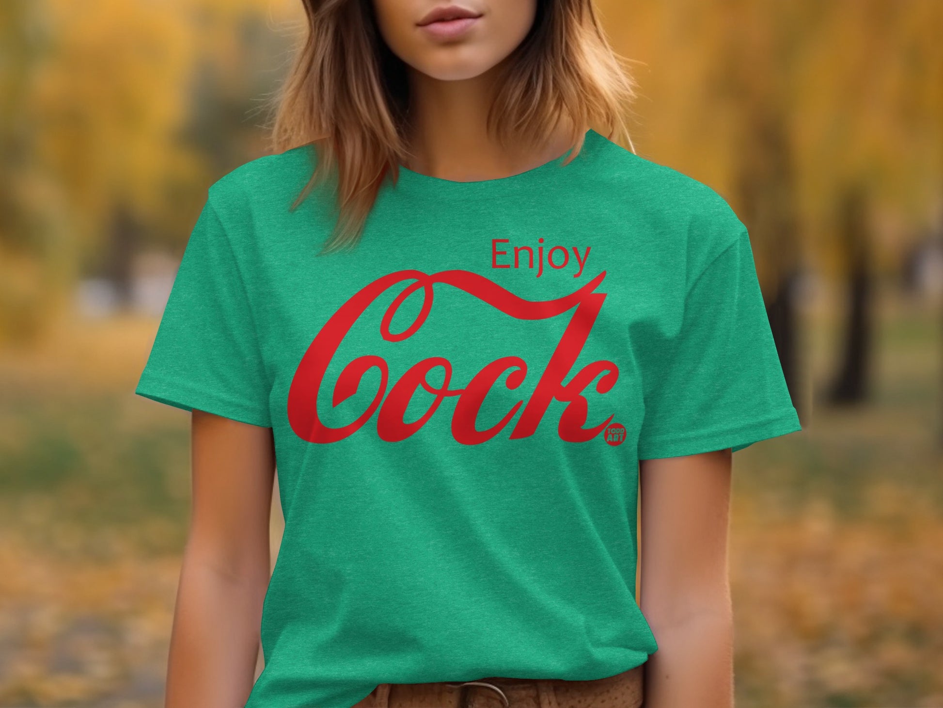 Enjoy Cock Green T-Shirt Fun Statement Outfit