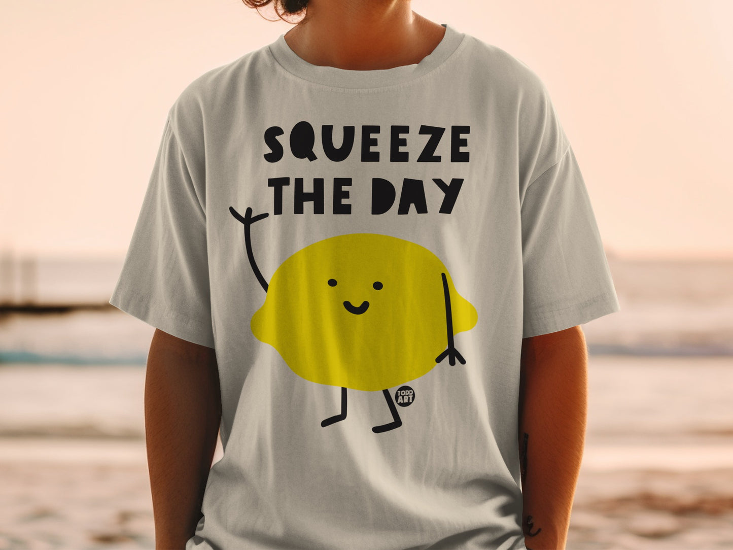 SQUEEZE THE DAY lemon character graphic tee product type