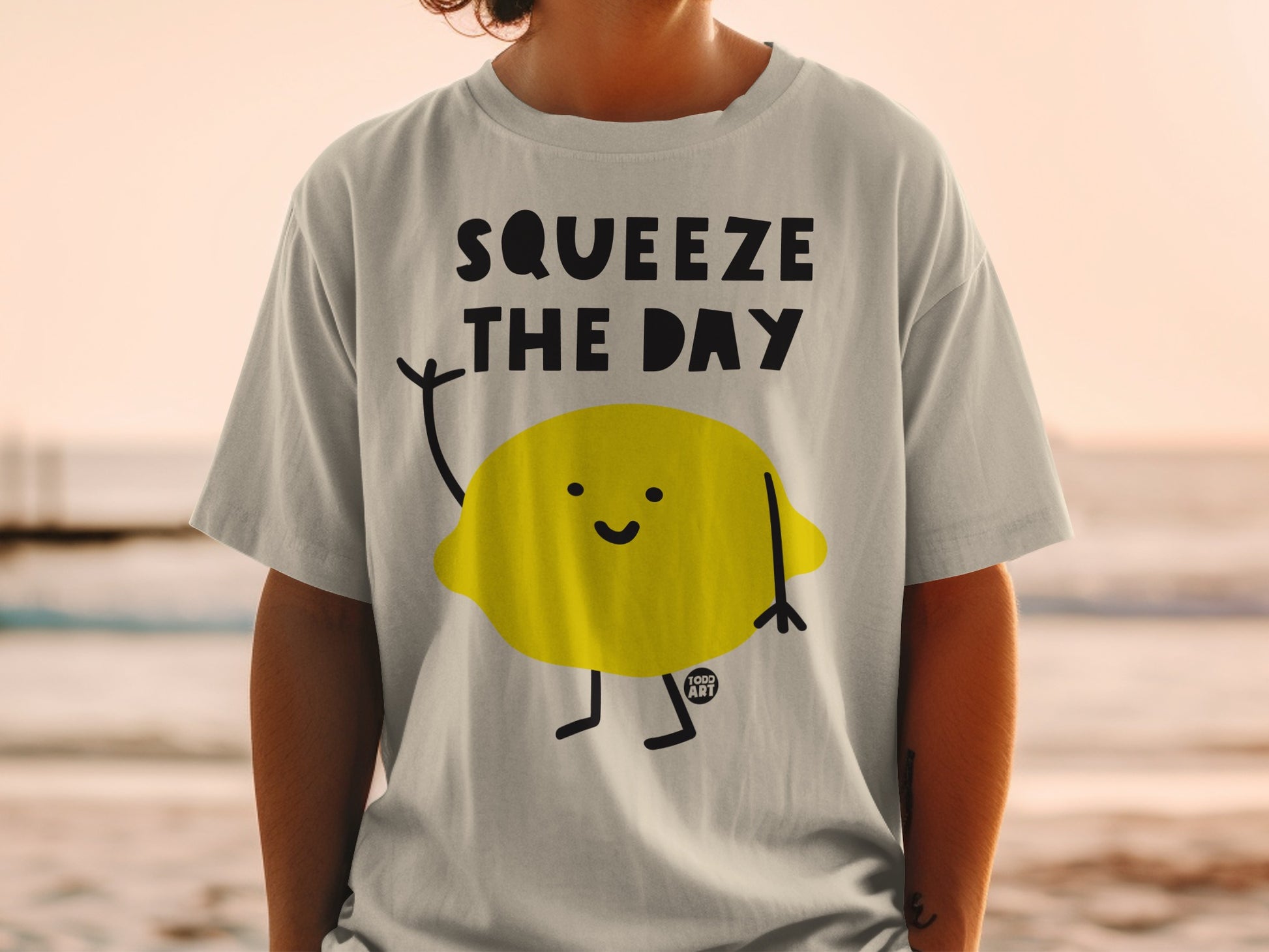 SQUEEZE THE DAY lemon character graphic tee product type