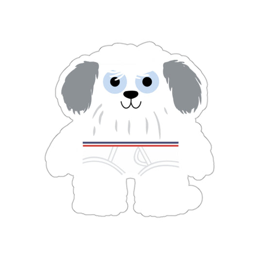 Adorable Cartoon Fluffy White Dog with Blue Eyes Sticker