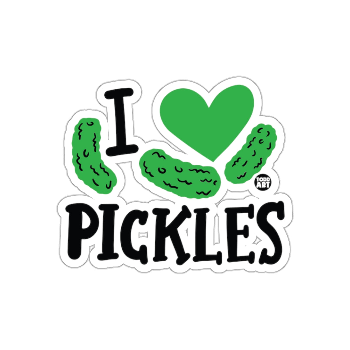 I Love Pickles Green Heart Pickle Art Funny sticker