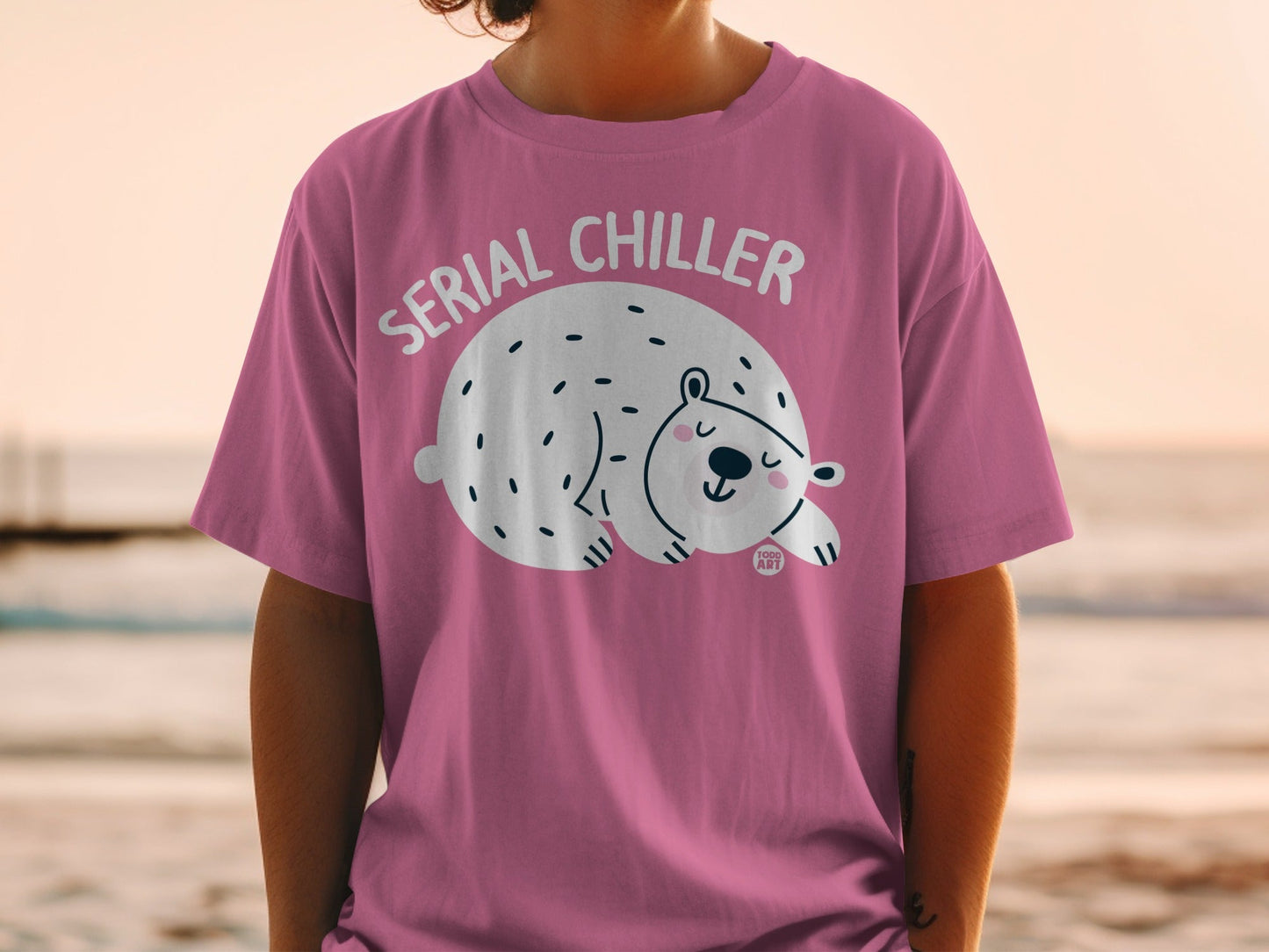 Serial Chiller Bear Graphic Pink T-shirt product