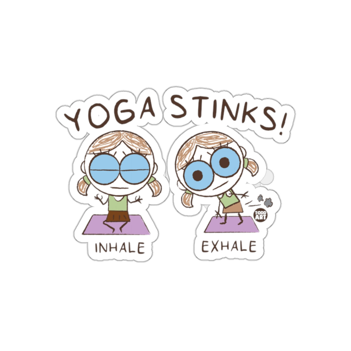 Yoga Stinks Funny Cartoon Yoga Sticker for Yoga Enthusiasts