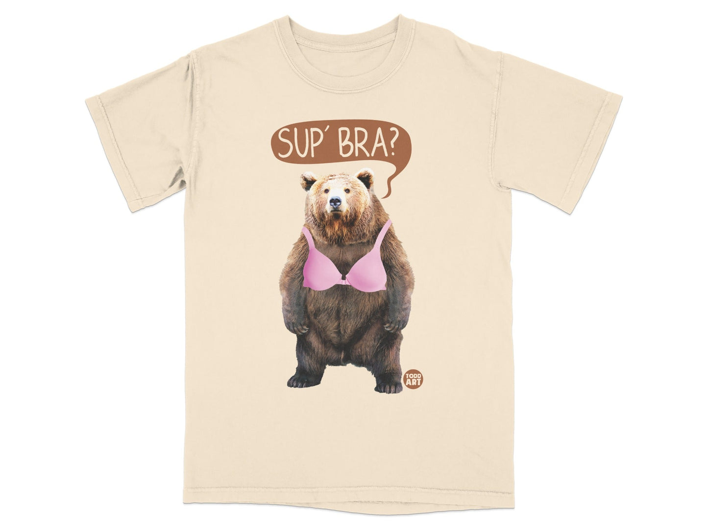 Funny Bear with Pink Bra Sup' Bra? Graphic Shirt