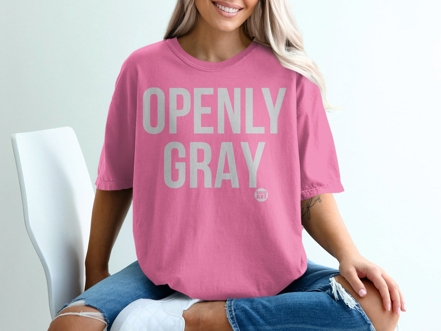 Openly Gray Graphic Pink T-shirt Casual Tee