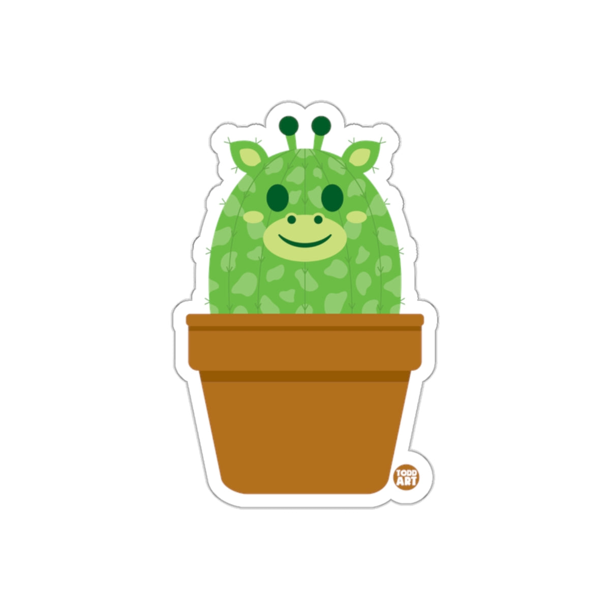 Cute Giraffe Cactus in Flowerpot Sticker Design