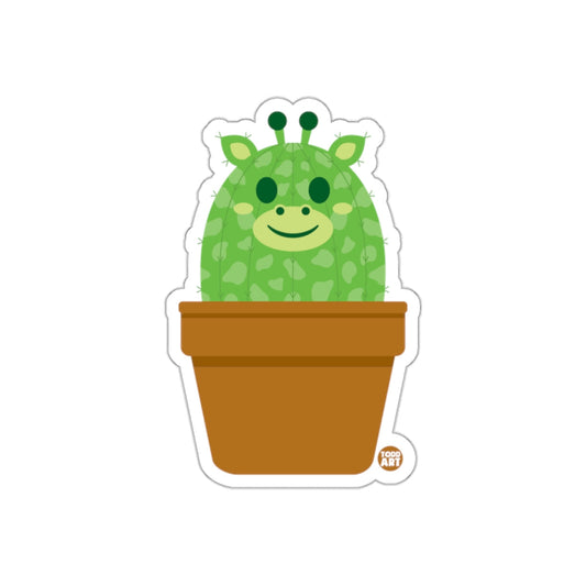 Cute Giraffe Cactus in Flowerpot Sticker Design