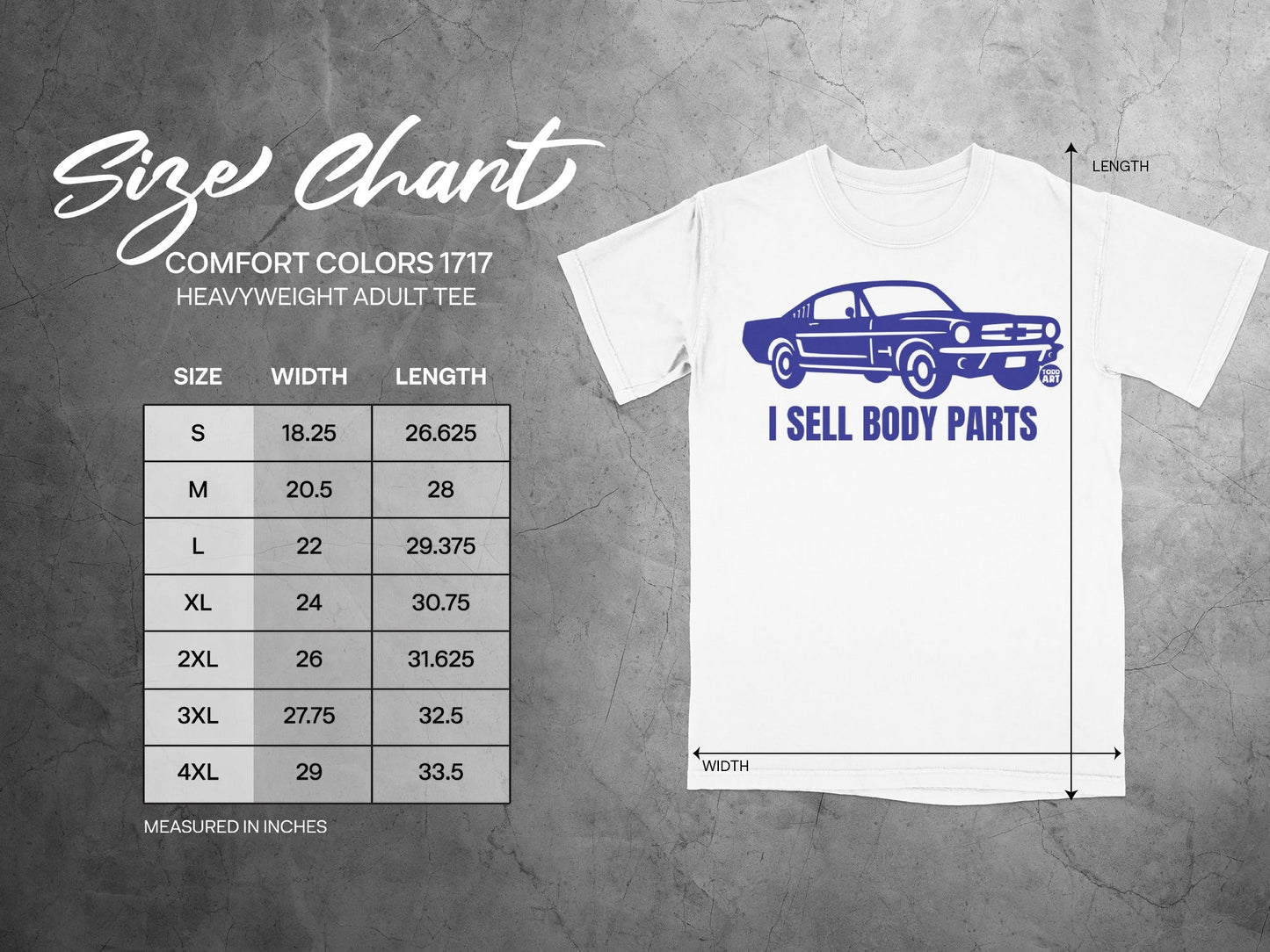 I Sell Body Parts Car Design Adult Tee-Shirt