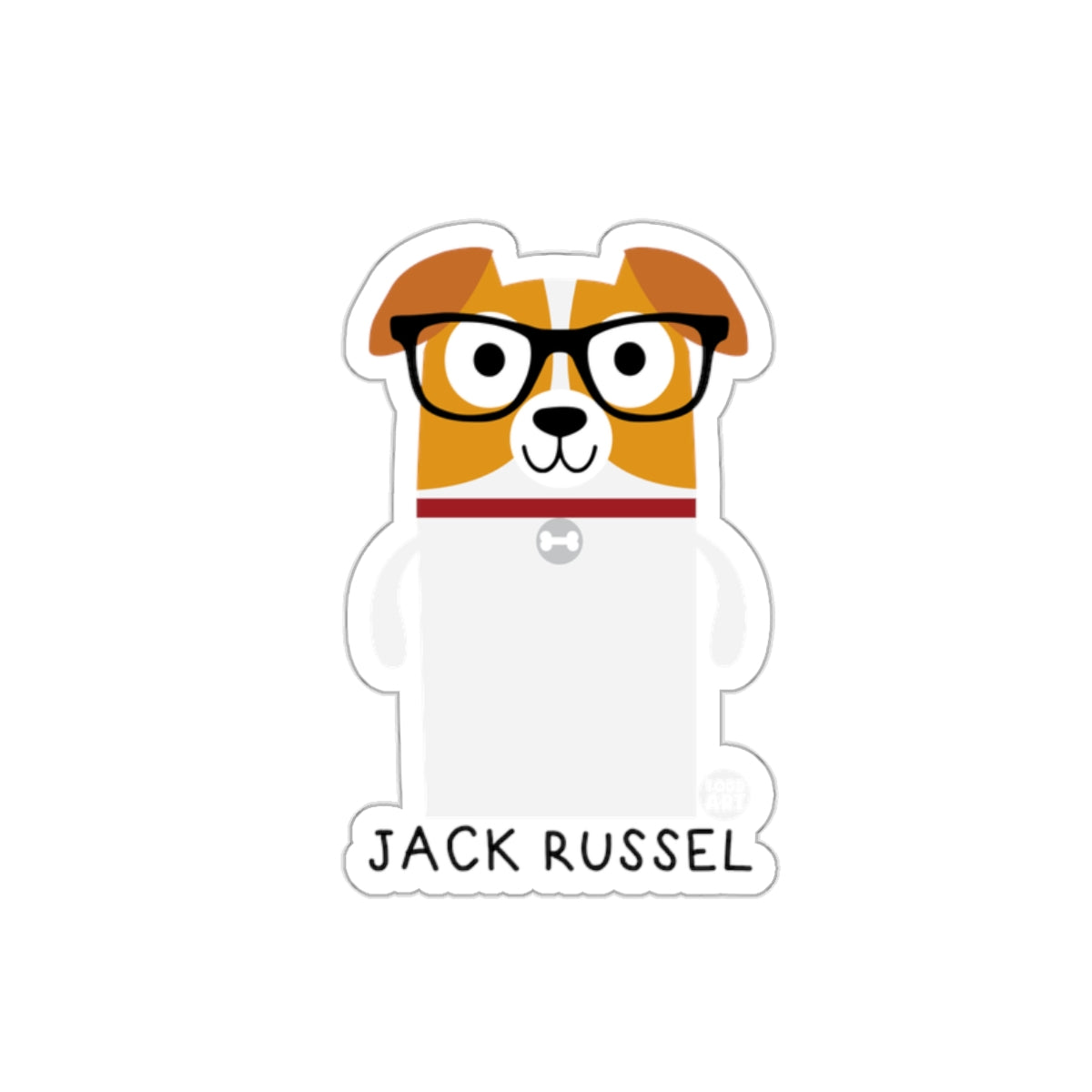 Jack Russel Dog with Glasses Cute Sticker Decal