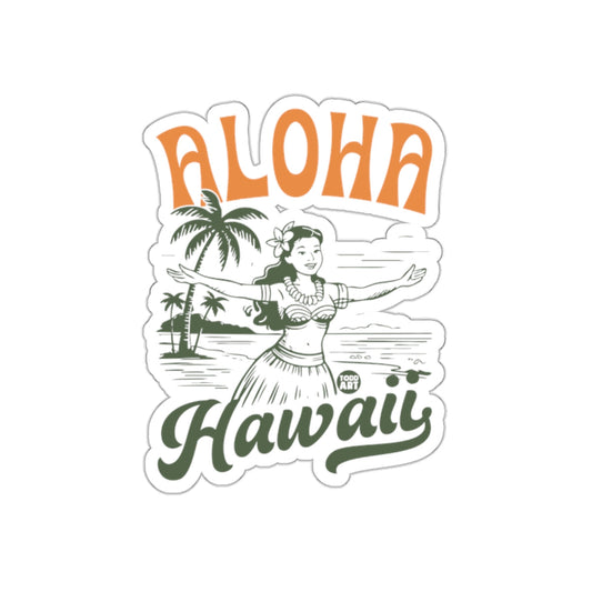 Aloha Hawaii Sticker featuring Hula Dancer Design