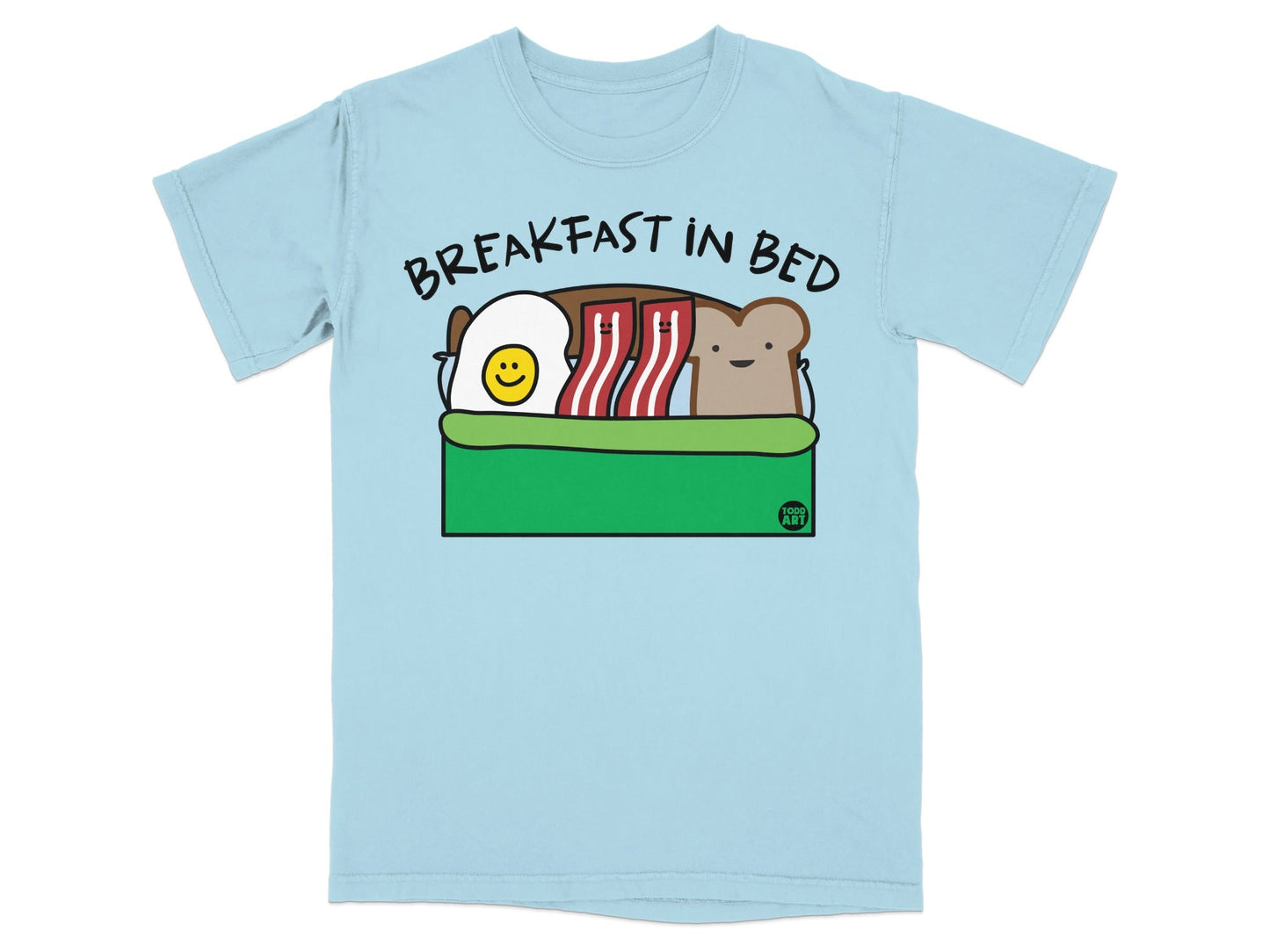 Breakfast in Bed Cute Illustrated T-Shirt