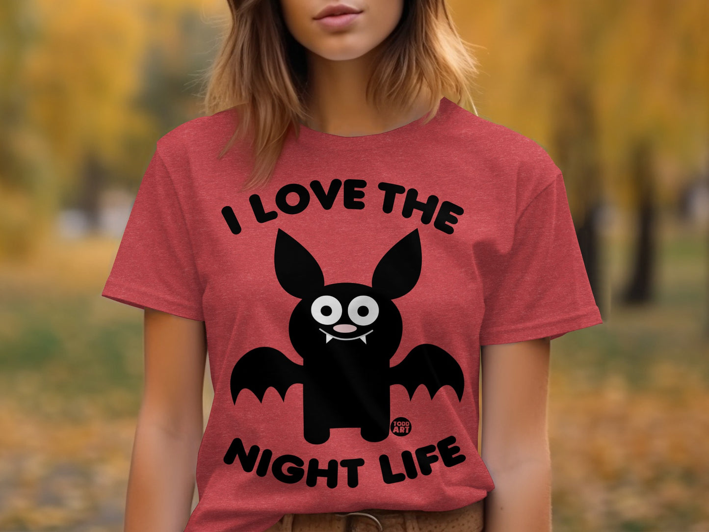 I Love The Night Life Cute Bat Graphic Print Tee