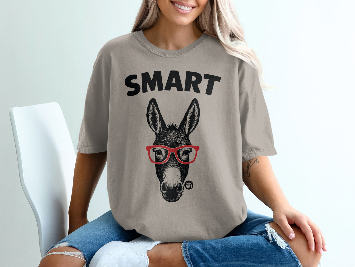 Smart Donkey with Glasses Graphic T-Shirt Product