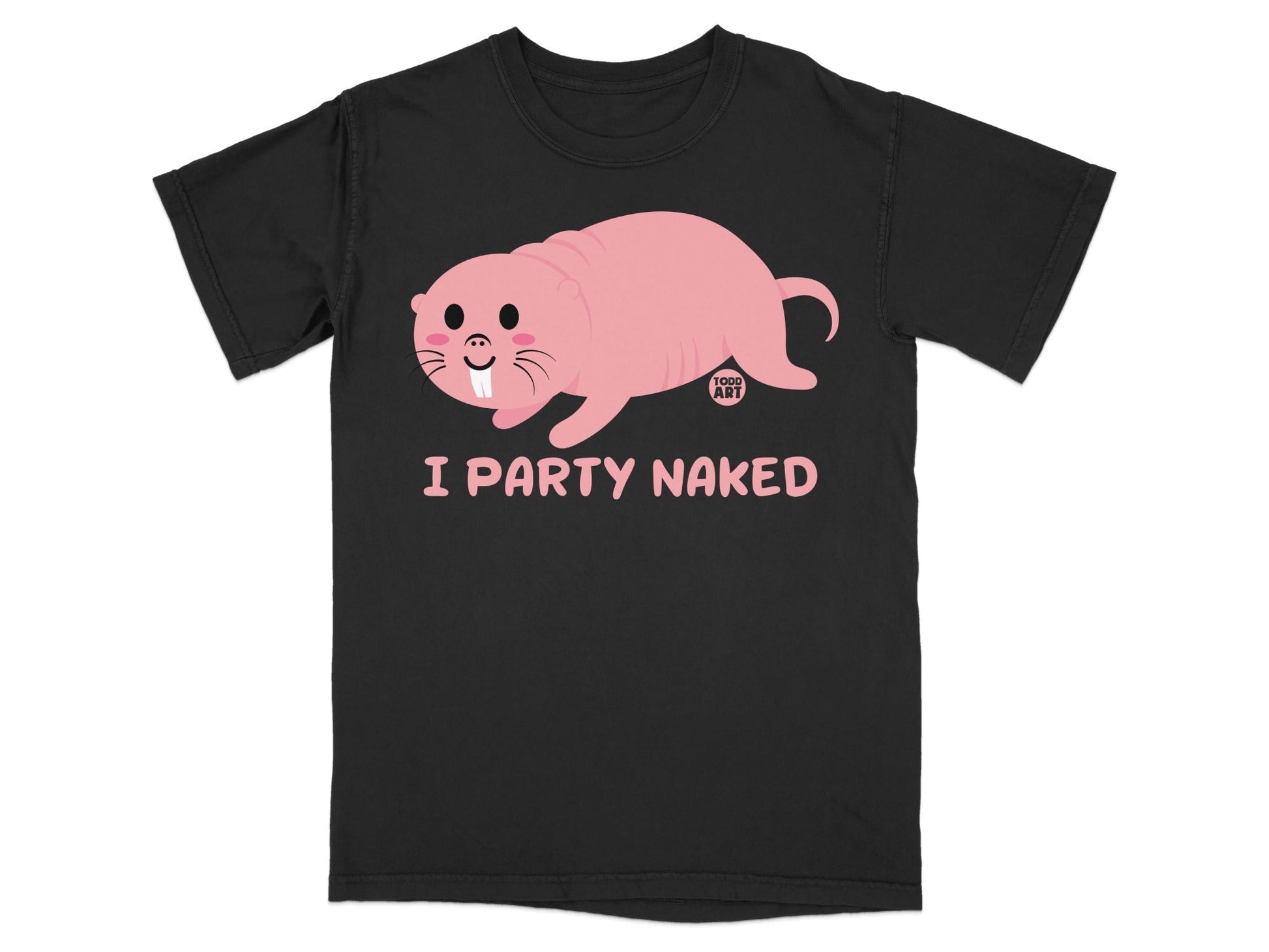 Cute Pink Mole I Party Naked Graphic T-Shirt