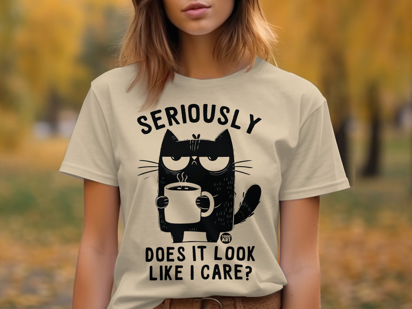 Seriously Does It Look Like I Care Cat T-shirt