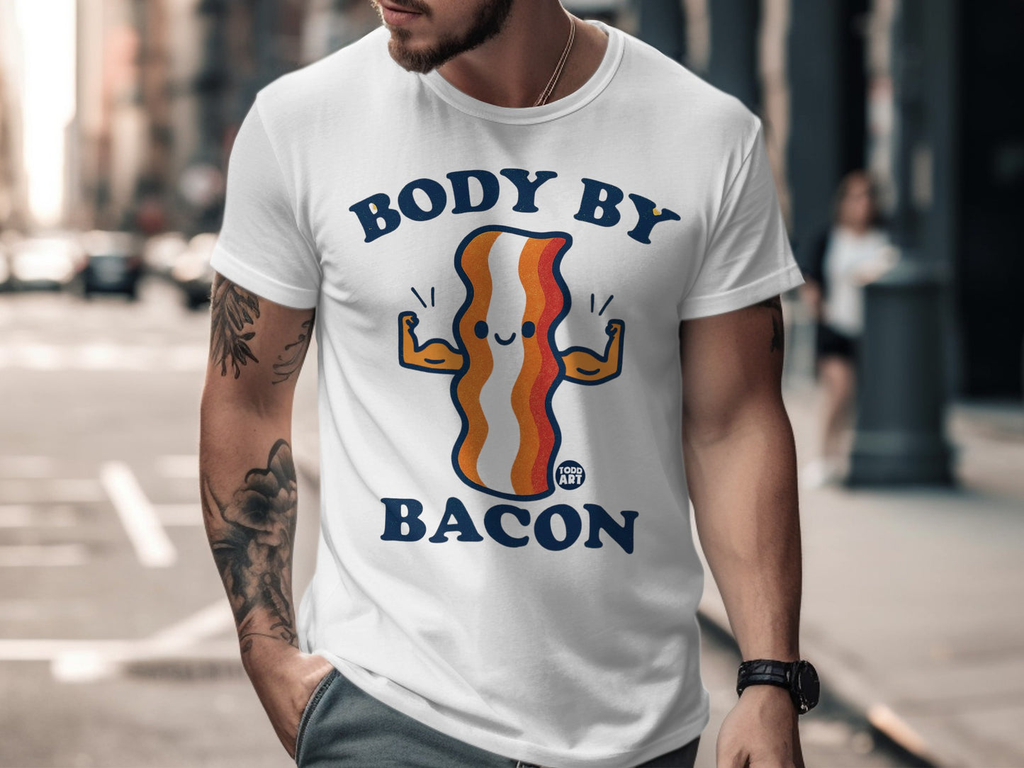 Body By Bacon Funny Graphic Tee for Unique Style