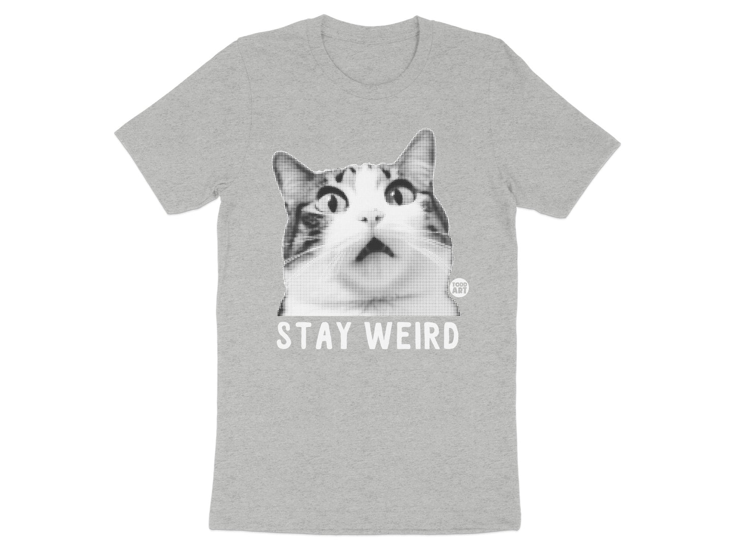 Stay Weird Cat Face Graphic Tee Shirt Product