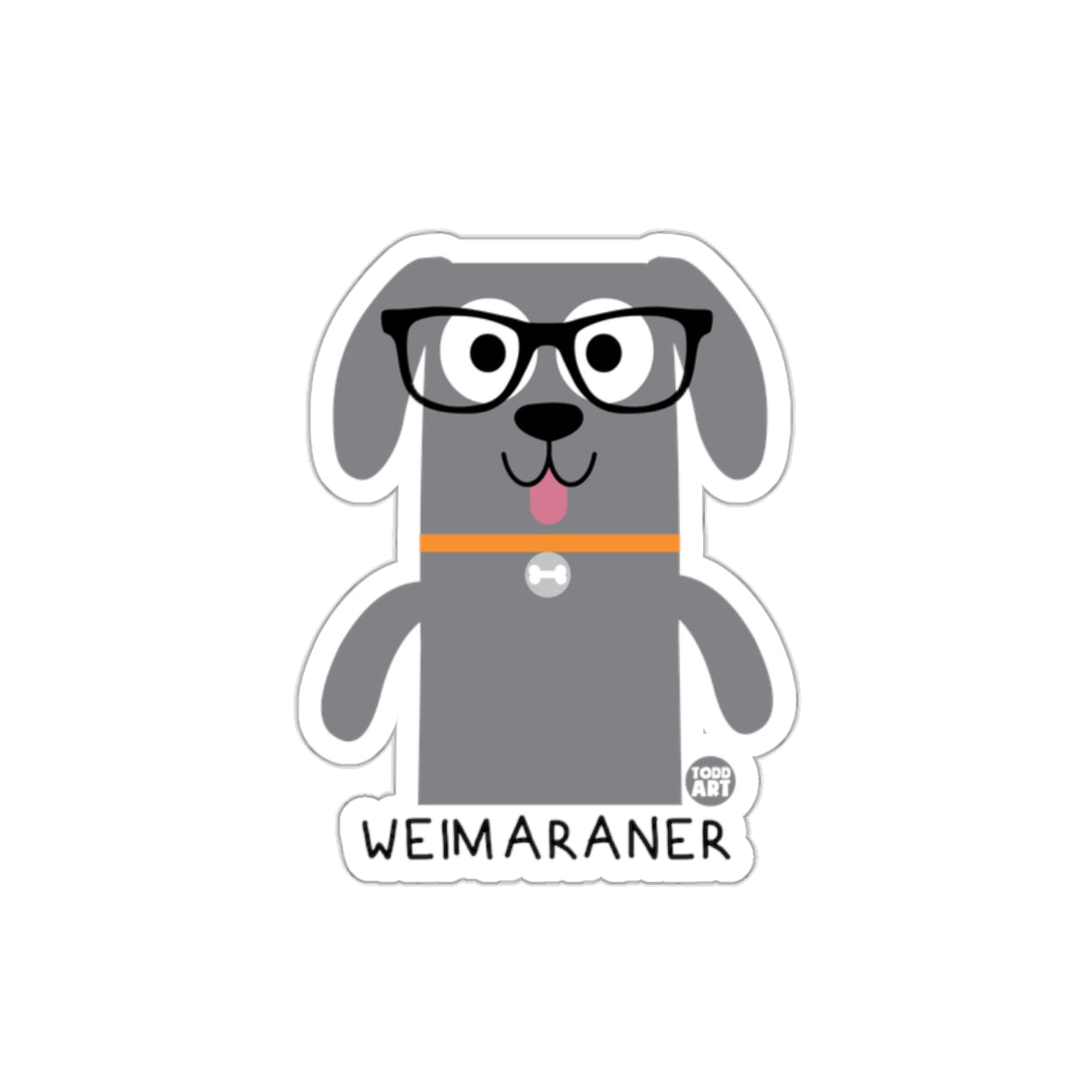 Cute Weimaraner Dog with Glasses Sticker for Pet Lovers