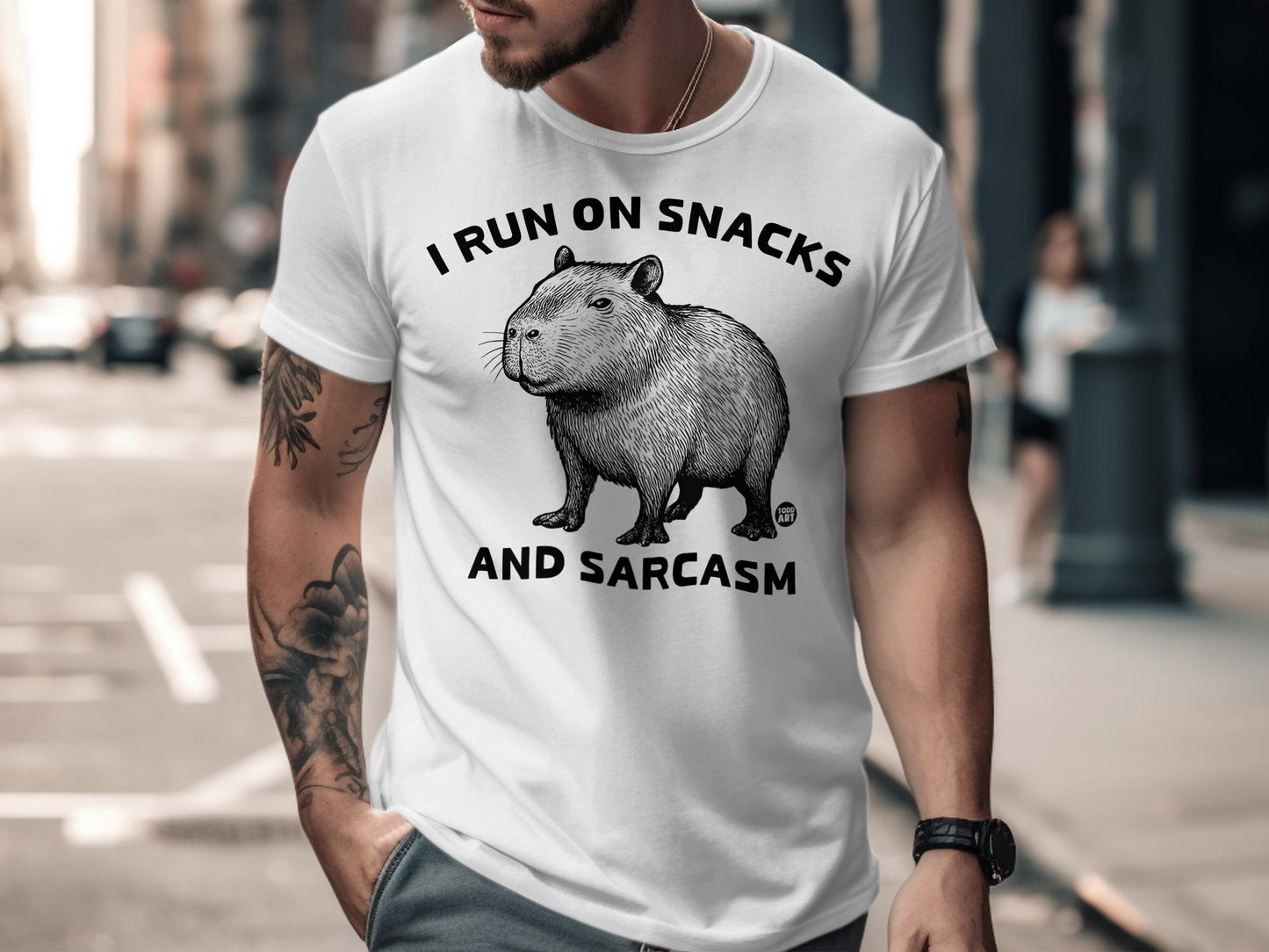 I Run On Snacks And Sarcasm Capybara T-Shirt Product