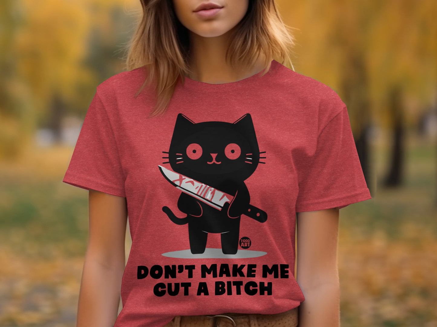 Don't Make Me Cut A Bitch Cat Graphic T-shirt