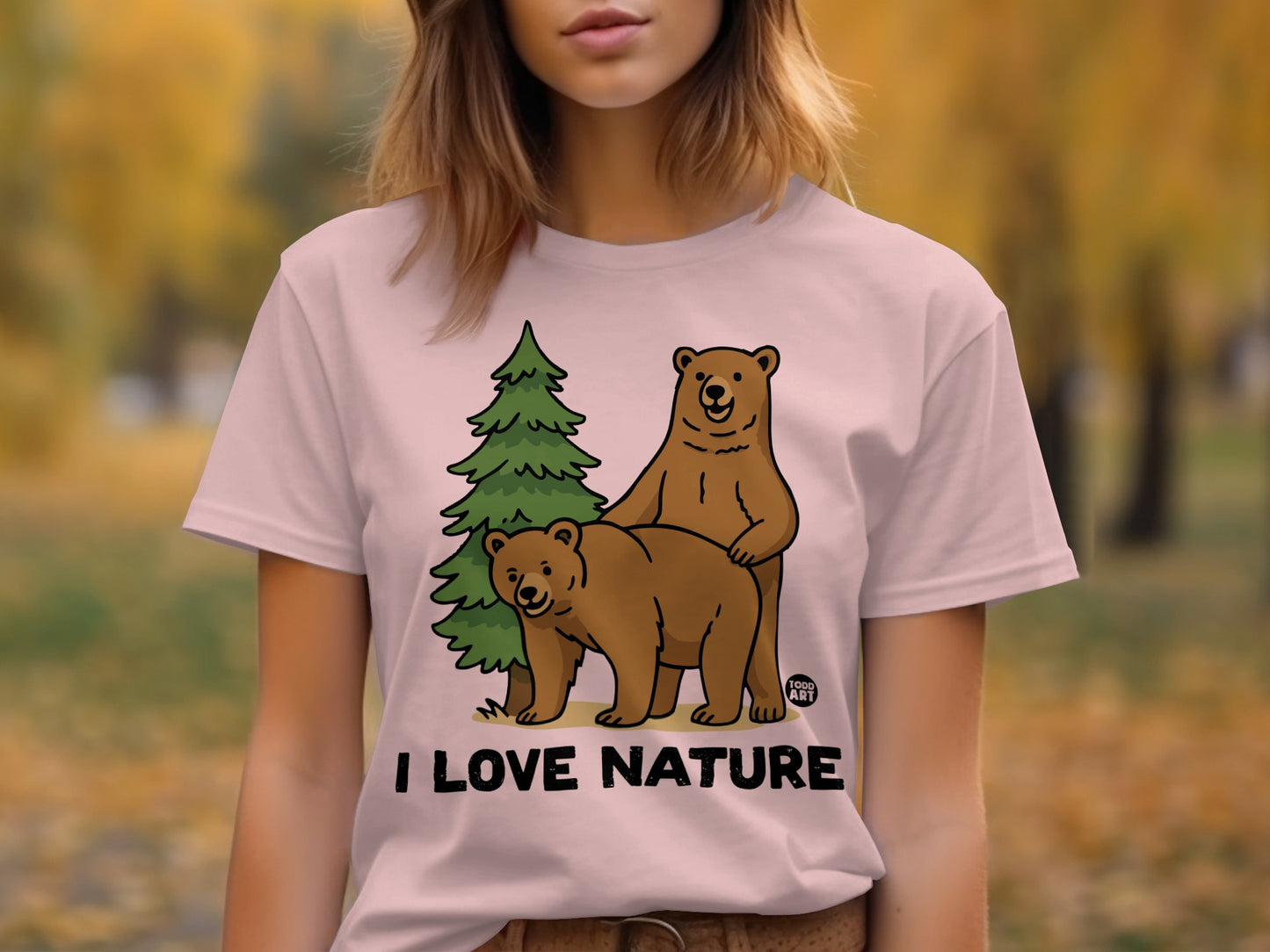 I Love Nature Bears and Tree Graphic T-Shirt