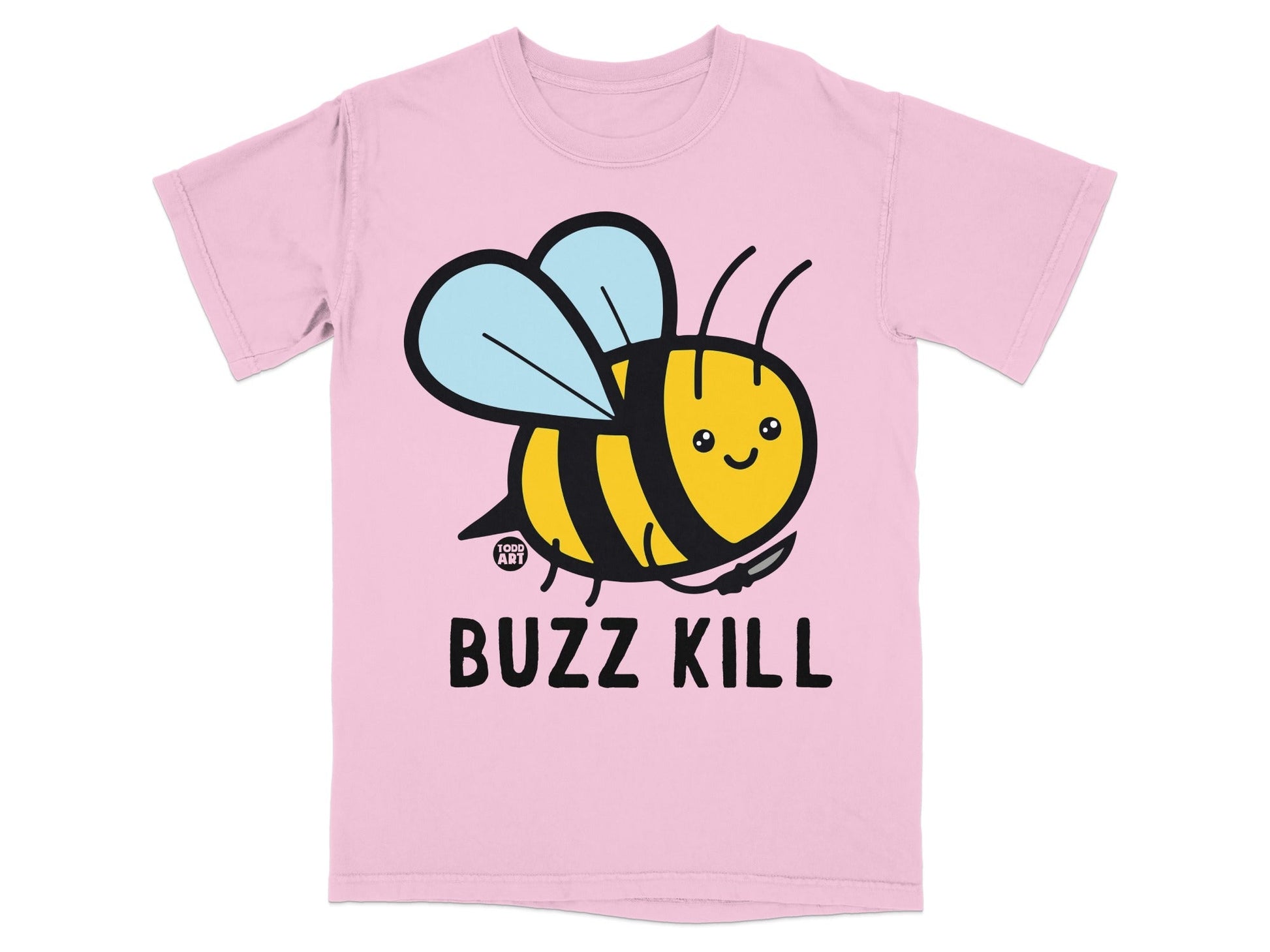 Buzz Kill Bee Cartoon Graphic Pink T-Shirt Product